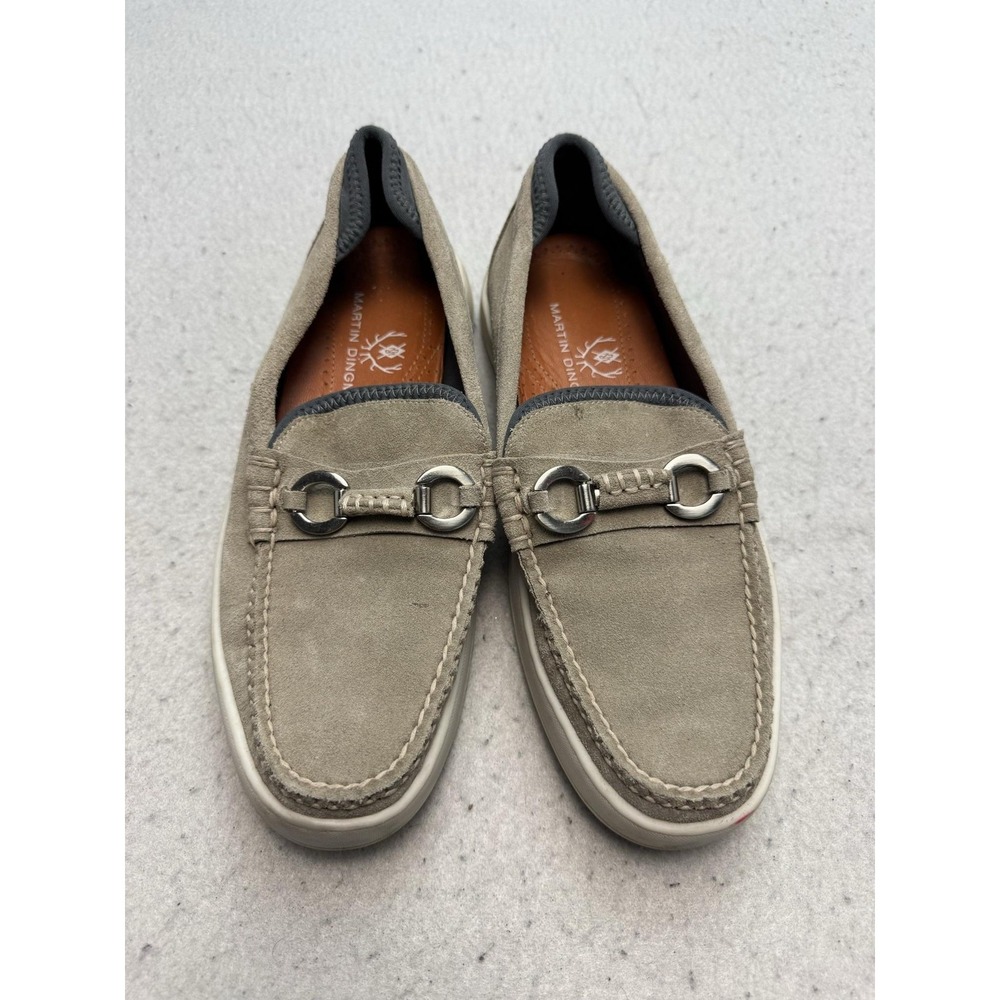 Martin Dingman Shoes Mens Size 8 Beige Suede Bit Loafers Slip On Rubber Sole